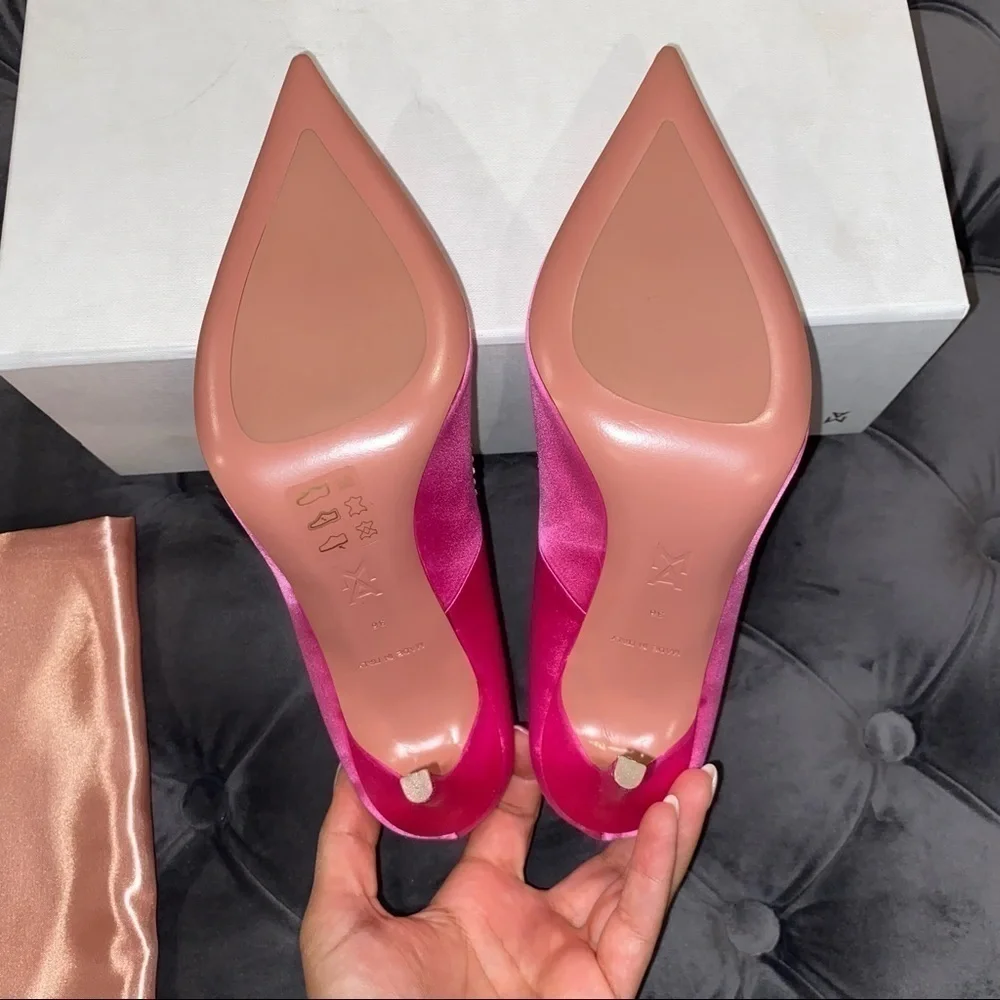 𝅺New Size 36 Amina Muaddi Romy Crystal Pink Pumps